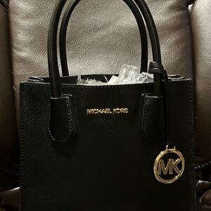 Reduced Shipping!  Michael Kors Black Satchel with Gold Accents